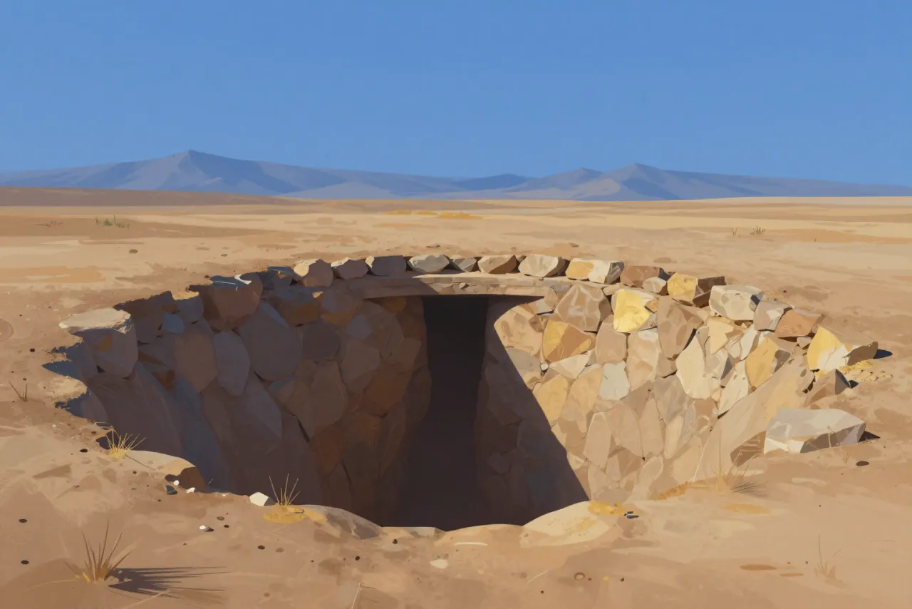 صورة توضيحية مولّدة بالذكاء الاصطناعي لـالقنوات المائية في يزد. المشهد توضيحي ولا يمثل صورة فوتوغرافية للأصل.