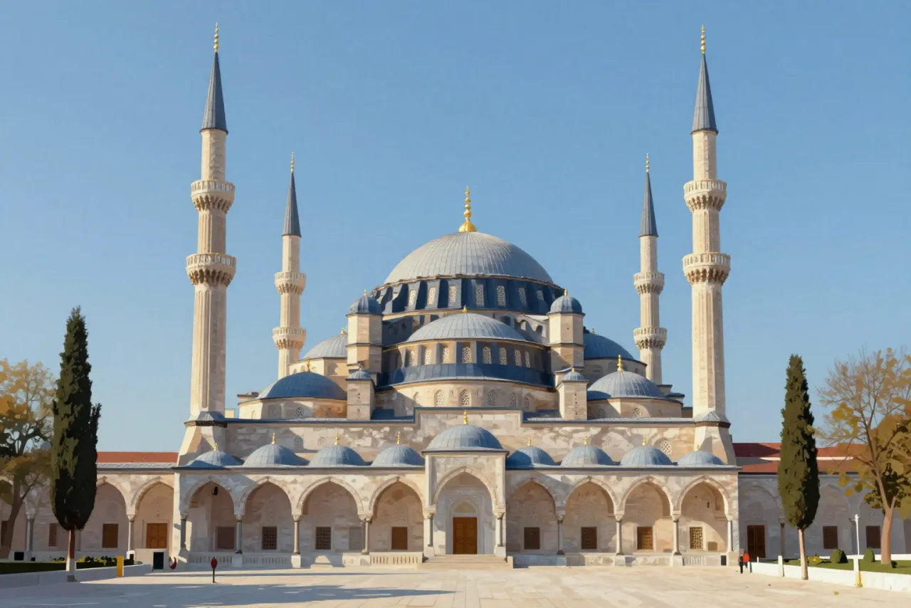 صورة توضيحية مولّدة بالذكاء الاصطناعي لـالسليمية في أدرنة. المشهد توضيحي ولا يمثل صورة فوتوغرافية للأصل.