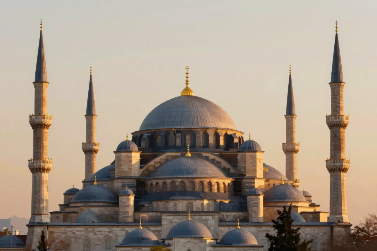 صورة توضيحية مولّدة بالذكاء الاصطناعي لـالسليمانية في إسطنبول. المشهد توضيحي ولا يمثل صورة فوتوغرافية للأصل.