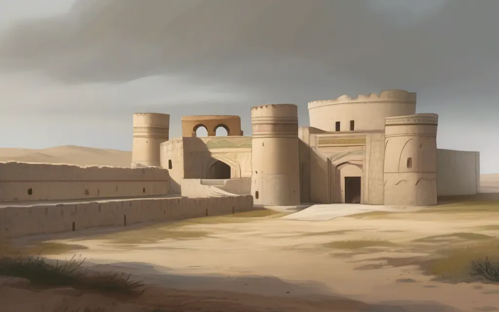 رسم توضيحي لمكان: سقوط قاليقلا سنة 133 وعمارتها (بلا أشخاص)